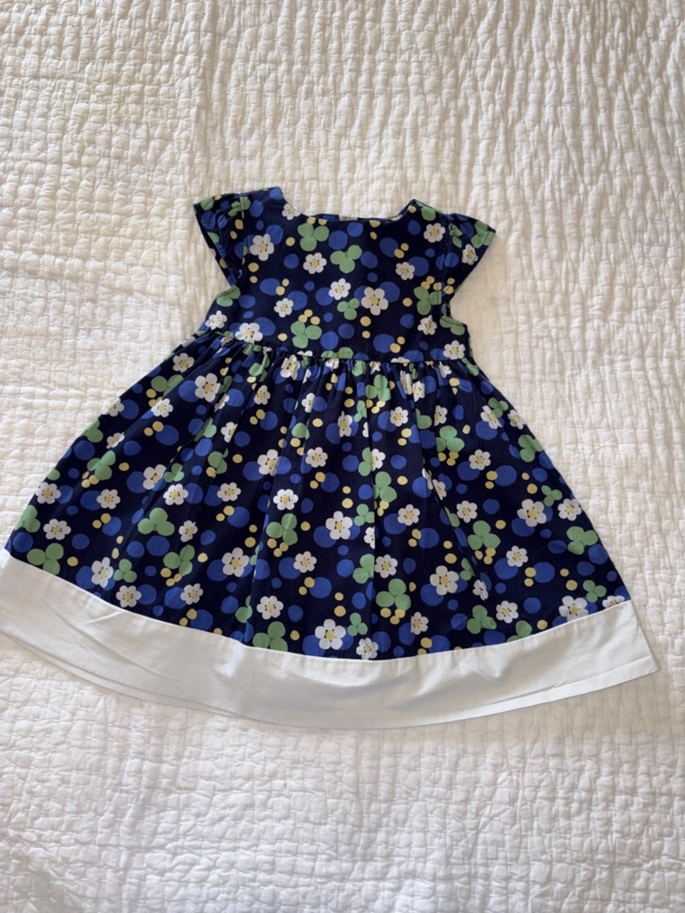 Gymboree Navy Floral Dress with White Hem EUC 2T